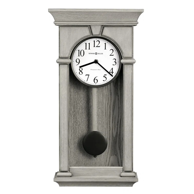 Mira Gray Wood Analog Wall Clock with Pendulum