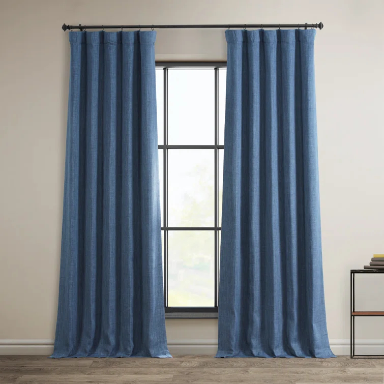 Ottis Textured Faux Linen Rod Pocket Room Darkening Curtains for Bedroom & Living Room Curtains - Single Panel Drapes