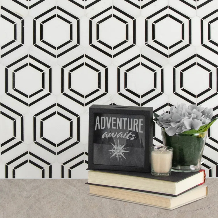 Bianco Dolomite 11" x 13" Polished Marble Mesh-Mounted Mosaic Sheet Tile