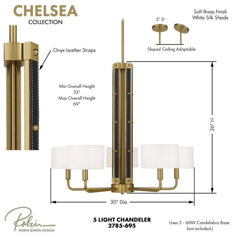 Minka Lavery Minka Lavery Chelsea Soft Brass With White Silk Chandelier