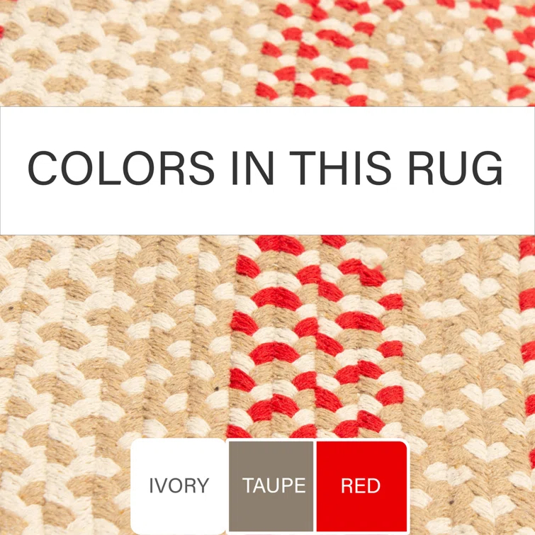 Farmhouse Braided Cotton Beige / Red Area Rug