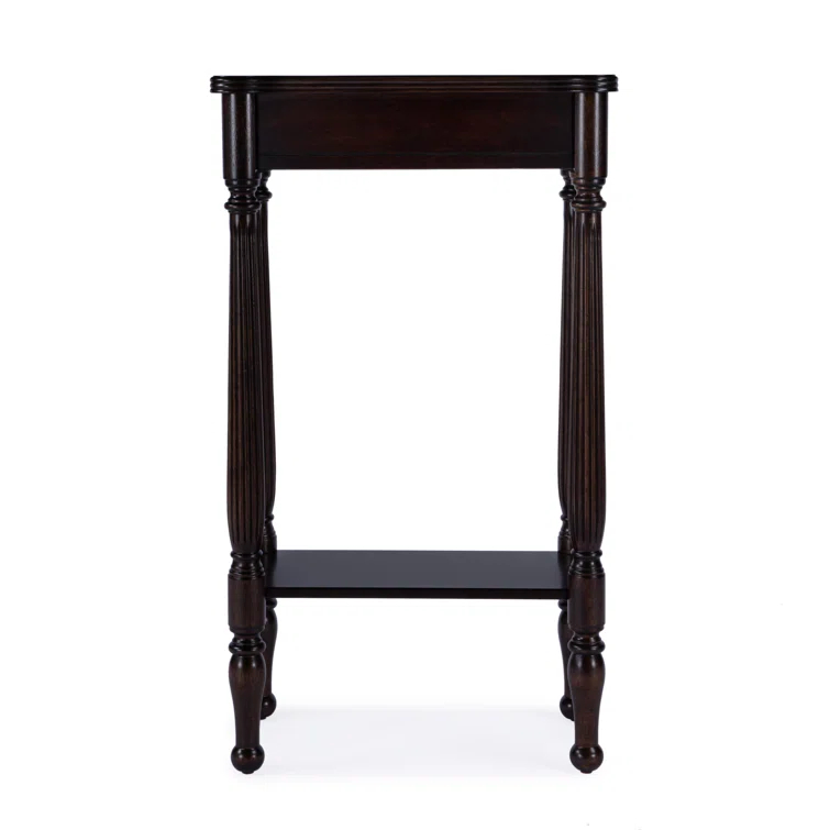 Whitney Rubbed Black Wood Console Table with Storage