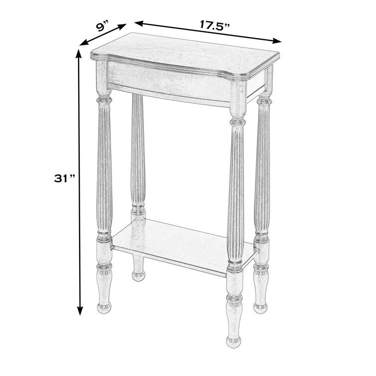Whitney Rubbed Black Wood Console Table with Storage