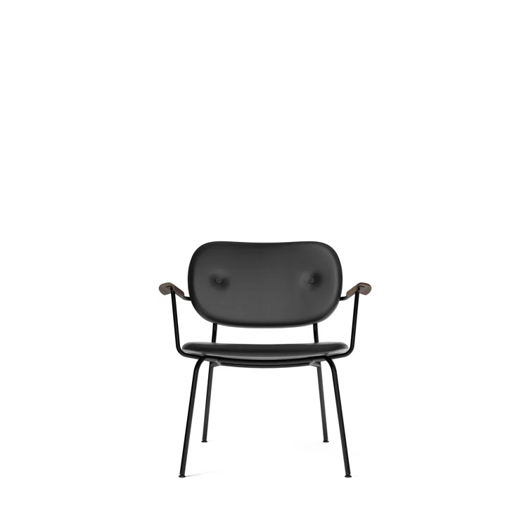 Sleek Geometric Black Metal Co Armchair with Optional Veneer Armrests
