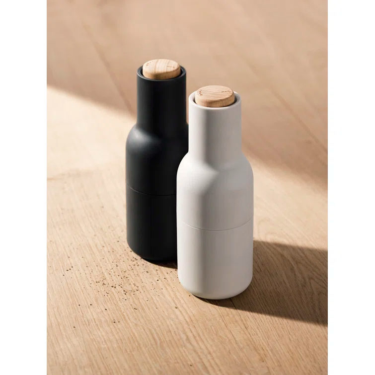 Carbon and Ash Wood and Plastic Salt and Pepper Grinder Set