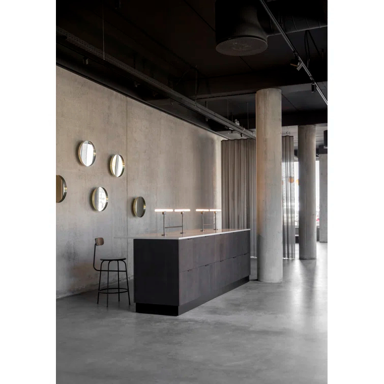 Afteroom Minimalist Black MDF & Powder-Coated Steel Counter Stool