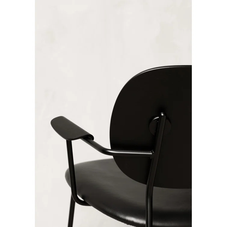 Black Leather and Metal Geometric Lounge Chair