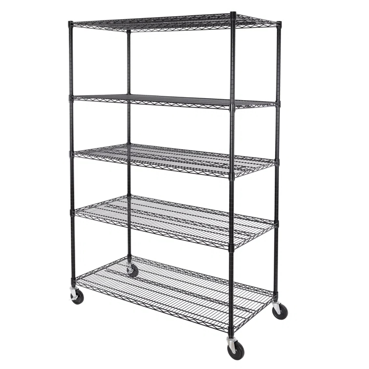 UltraDurable 24" D 5-Tier NSF-Certified Steel Shelving with Wheels