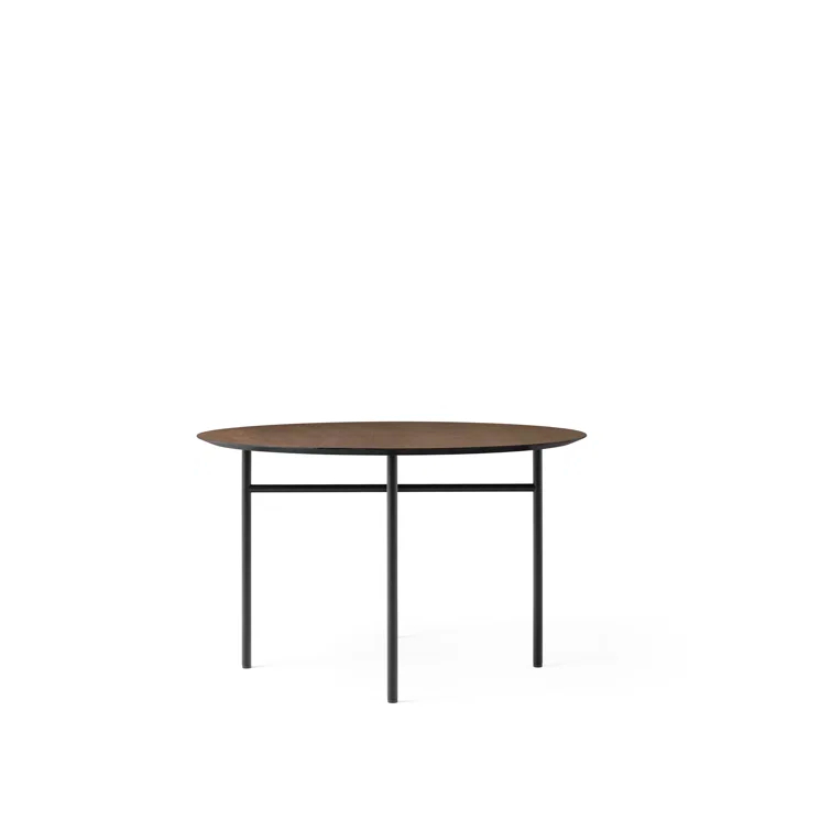 Round Dark Stained Oak Scandinavian Dining Table for Eight