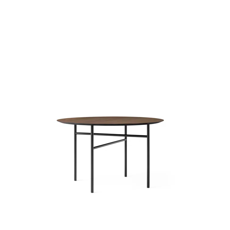 Round Dark Stained Oak Scandinavian Dining Table for Eight