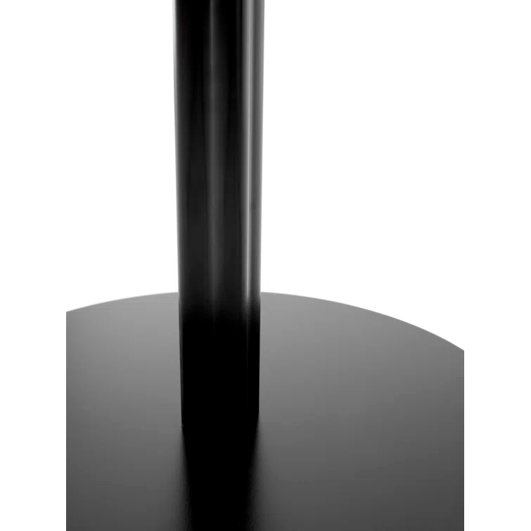 Round Black Stained Oak and Marble Extendable Dining Table