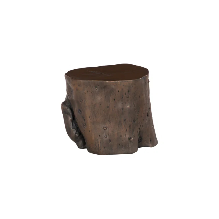 Cast Naturals Large Bronze Log Stool for Modern Outdoor Seating