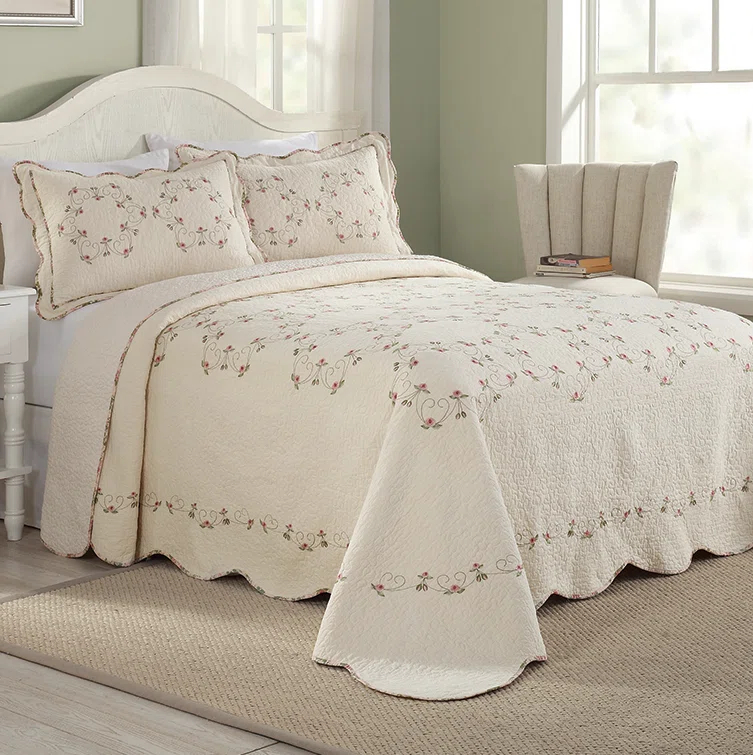Felisa Embroidered Single Bedspread/Coverlet