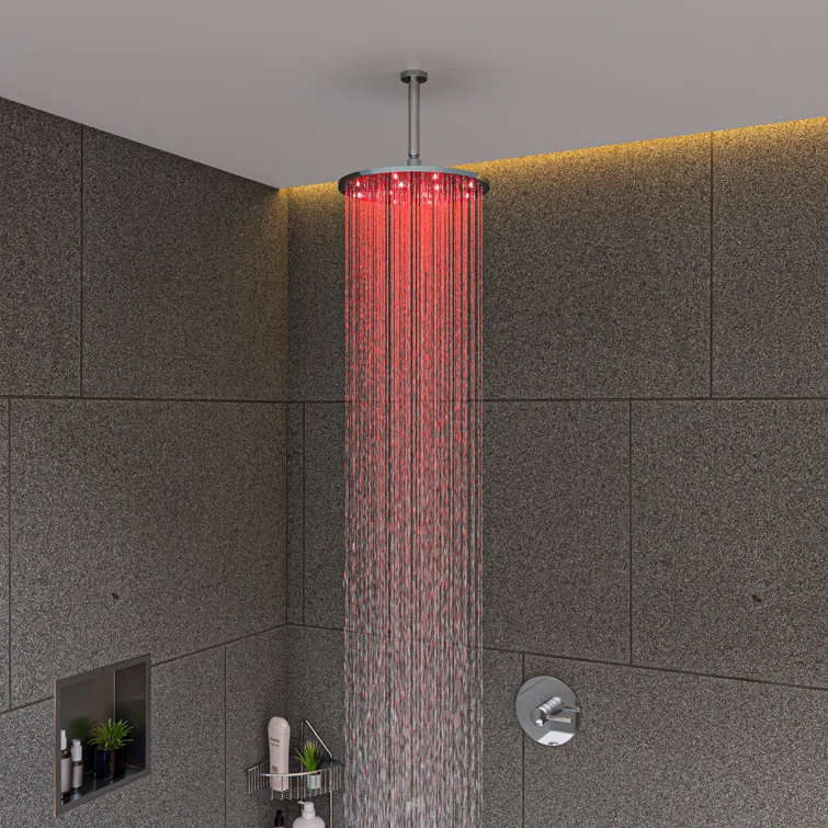 Rain Fixed Shower Head 1.8 GPM GPM with Temperature-based LED