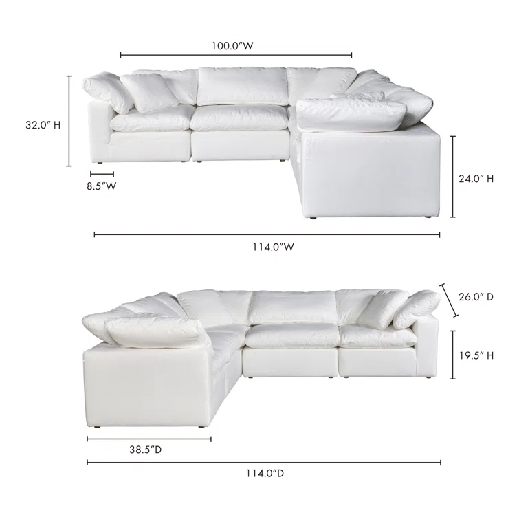 Terra Cream Tufted 5-Piece L-Shaped Modular Sectional