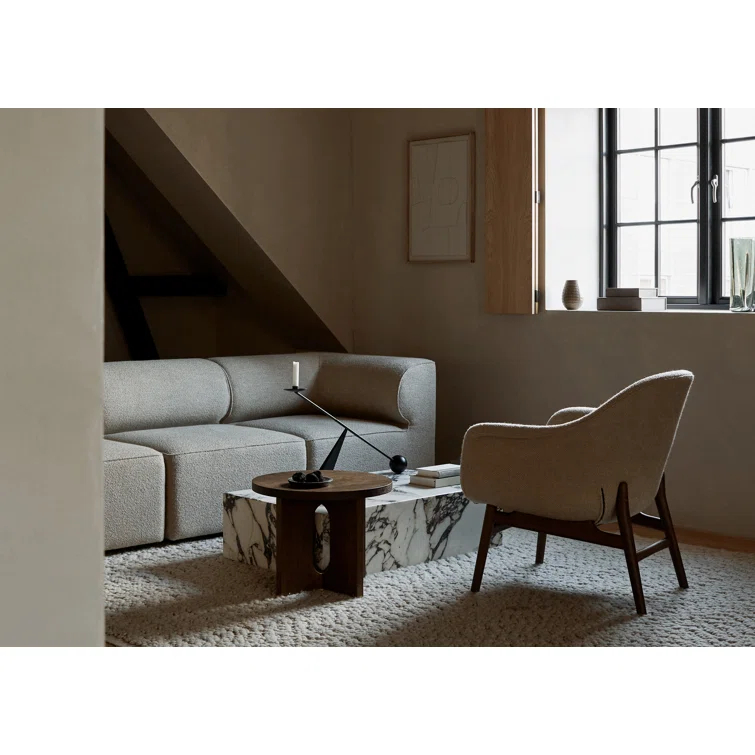 Dakar Antilop Genuine Leather & Walnut Swivel Armchair