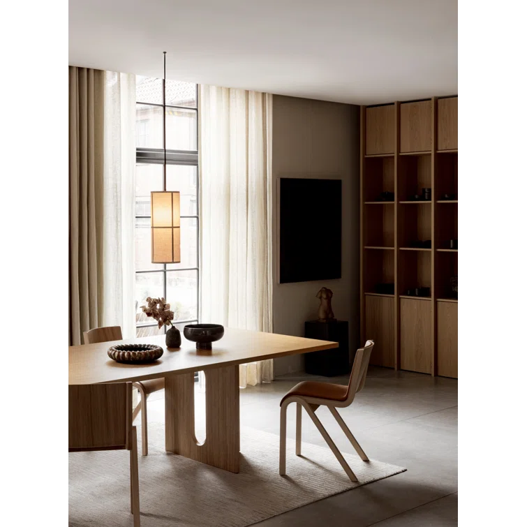 Bronzed Brass Drum Pendant Light with Raw Fabric Shade