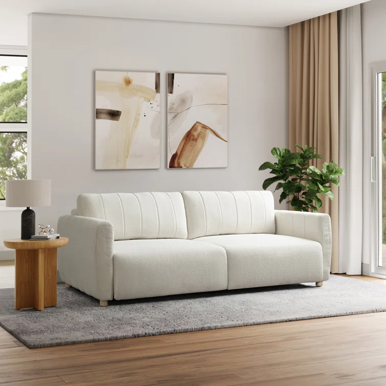 Serta Lowry 91.7" Queen Size Channel Tufted Convertible Sleeper Sofa
