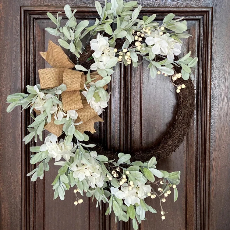 Haute Decor Faux Hydrangea 24'' Wreath