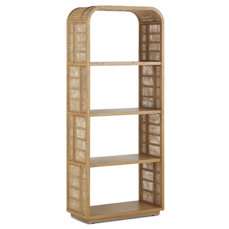Anisa Natural Oak and Rattan Adjustable Etagere