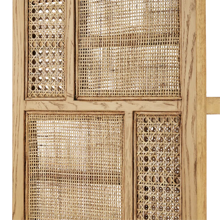 Anisa Natural Oak and Rattan Adjustable Etagere