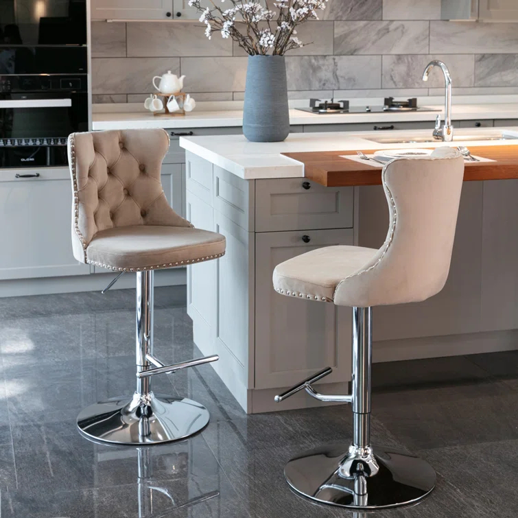 Julias Swivel Upholstered Adjustable Height Counter Stool (Set of 2)