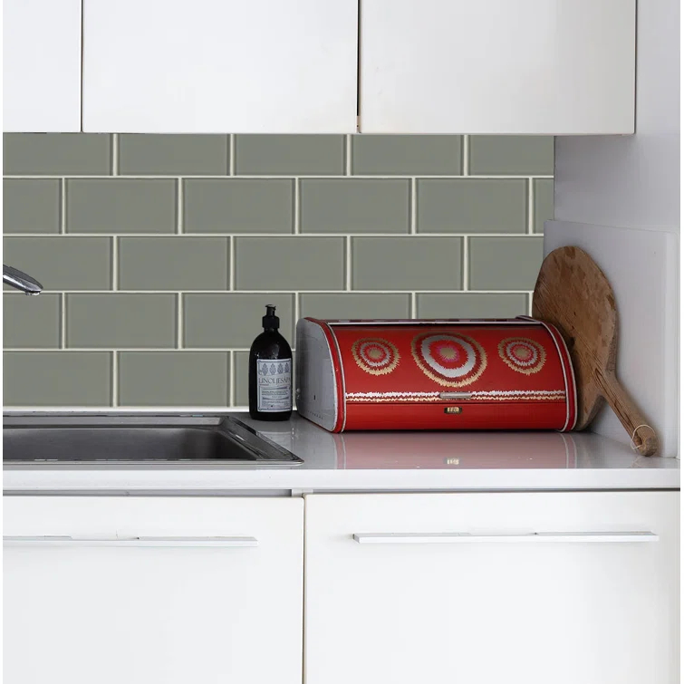 3'' W x 6'' L Glass Peel and Stick Subway Tile