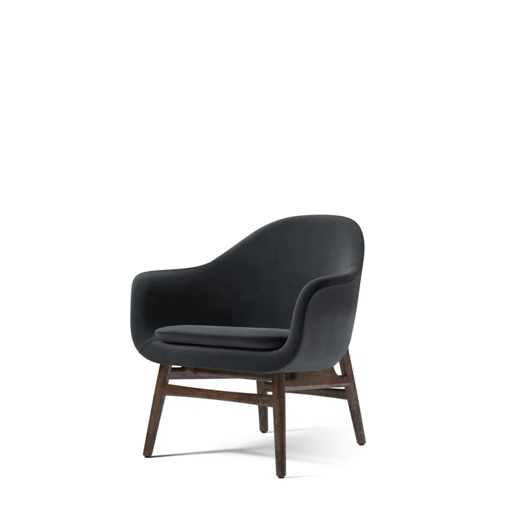 Dark Stained Oak and Steel Swivel Lounge Chair