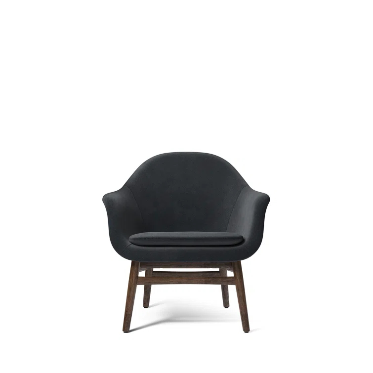 Dark Stained Oak and Steel Swivel Lounge Chair