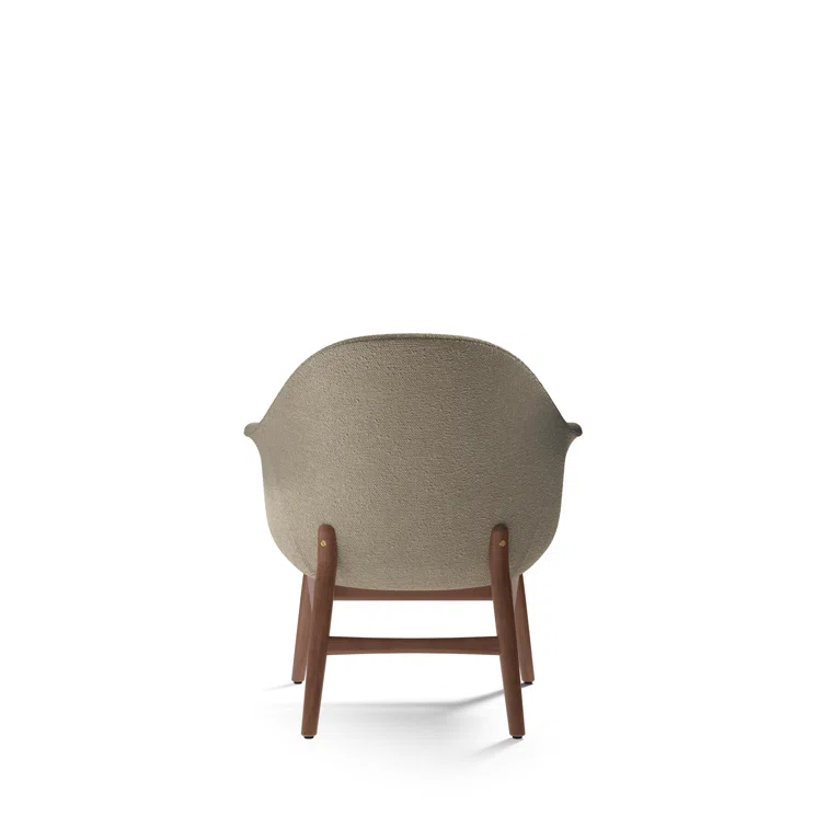 Walnut and Bouclé Upholstered Armchair with Flared Arms
