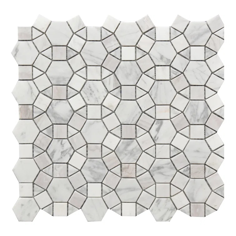 Kaleidoscope 12" x 12" Marble Mosaic Wall & Floor Tile