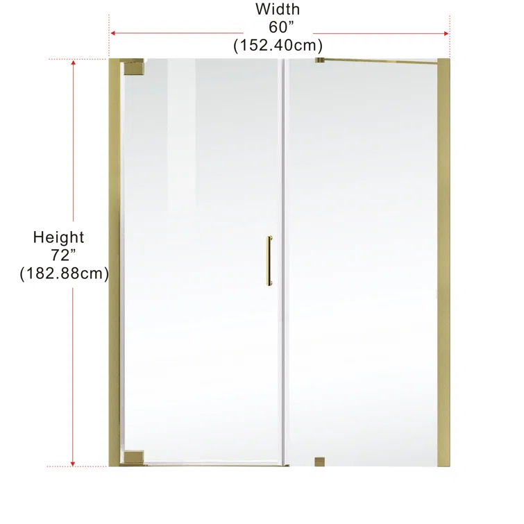 58.5" W x 72" H Pivot Frameless Shower Door