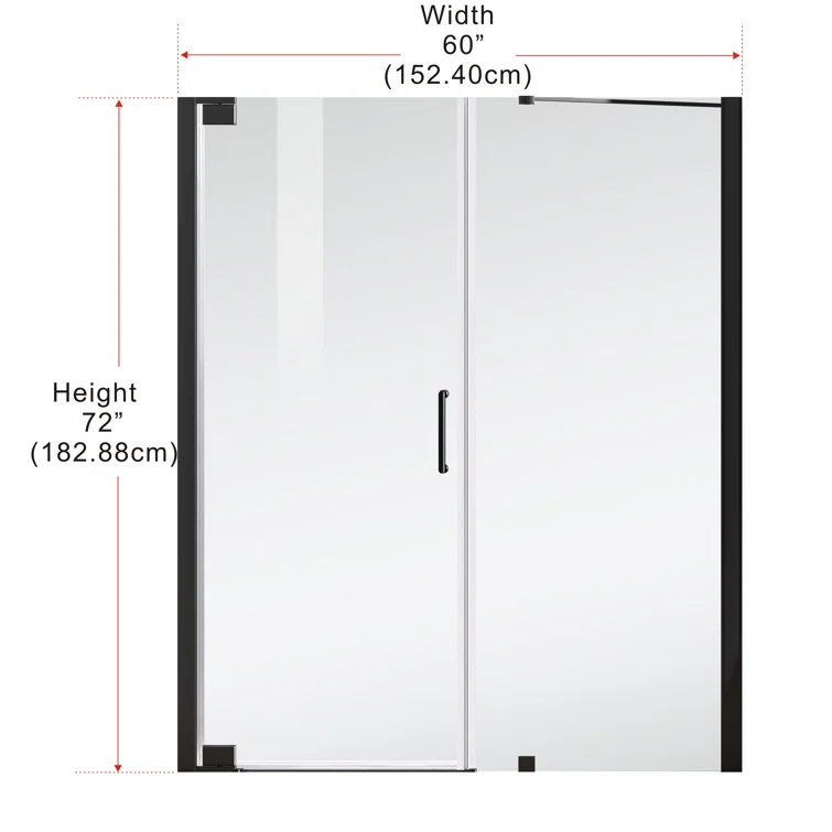 58.5" W x 72" H Pivot Frameless Shower Door