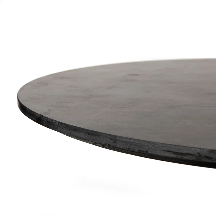 Round Black Iron and Marble Dining Table