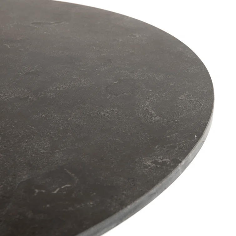 Round Black Iron and Marble Dining Table