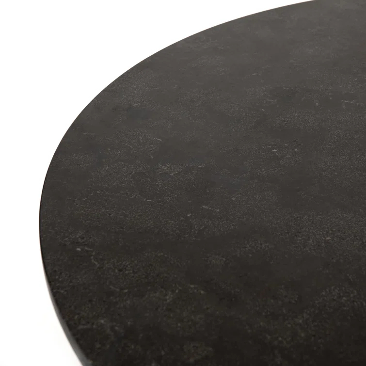Round Black Iron and Marble Dining Table