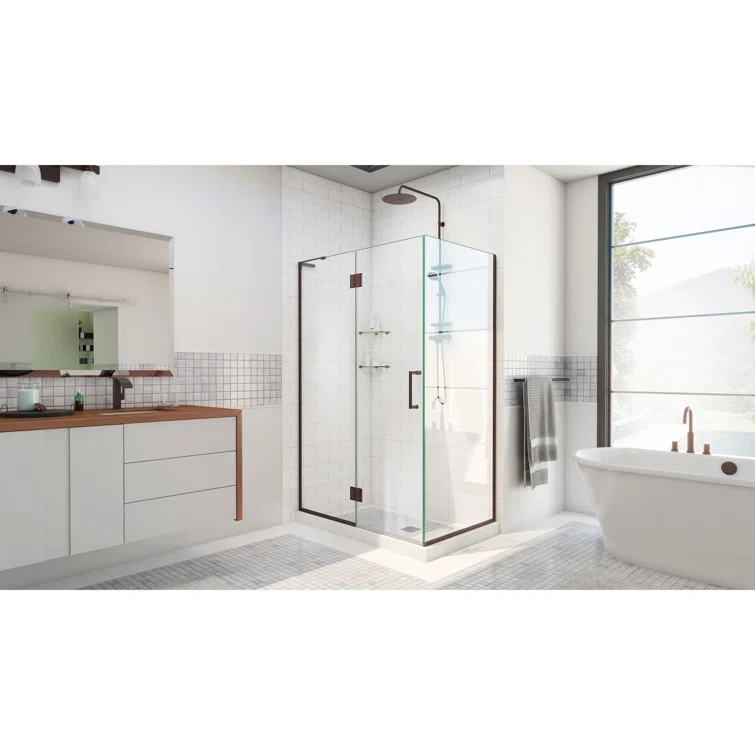 Unidoor-X 33 3/8 in. W x 30 in. D x 72 in. H Frameless Hinged Shower Enclosure