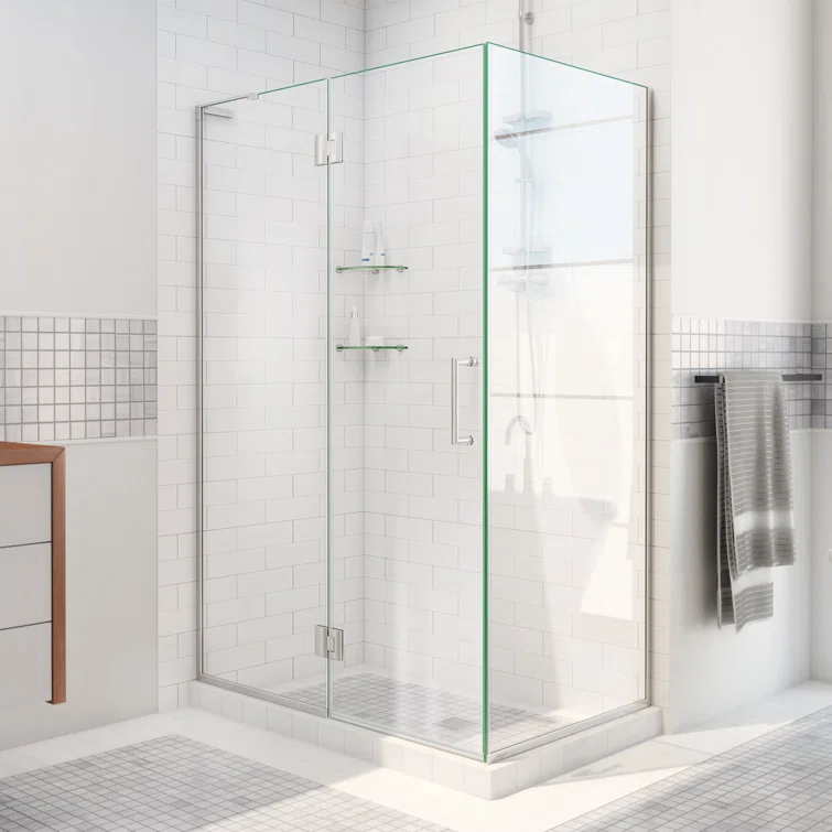 Unidoor-X 33 3/8 in. W x 30 in. D x 72 in. H Frameless Hinged Shower Enclosure
