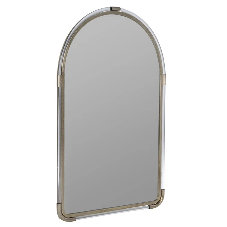 Leila Transitional Arch Wall Mirror with Silver and Champagne Accents