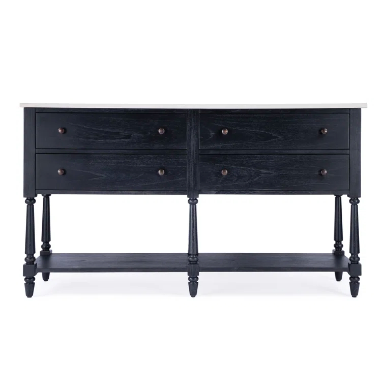 Danielle 65" Black Marble Top Transitional Sideboard