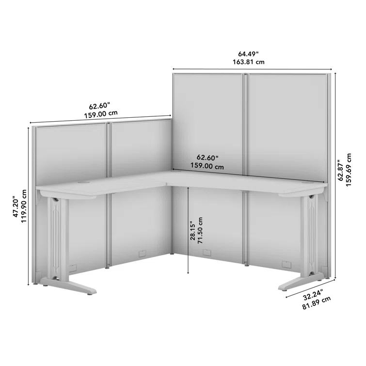 Office In An Hour L-Shaped 1 Person Cubicle with Cable Management