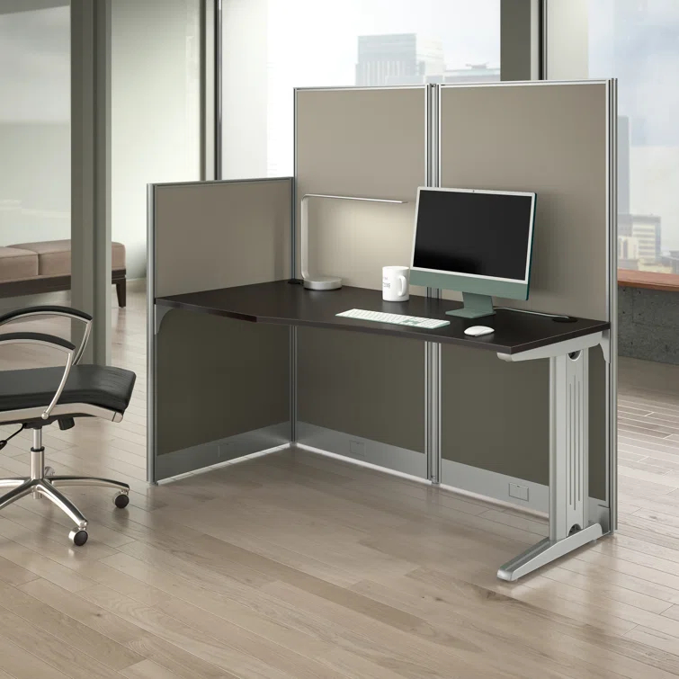 Office In An Hour L-Shaped 1 Person Cubicle with Cable Management