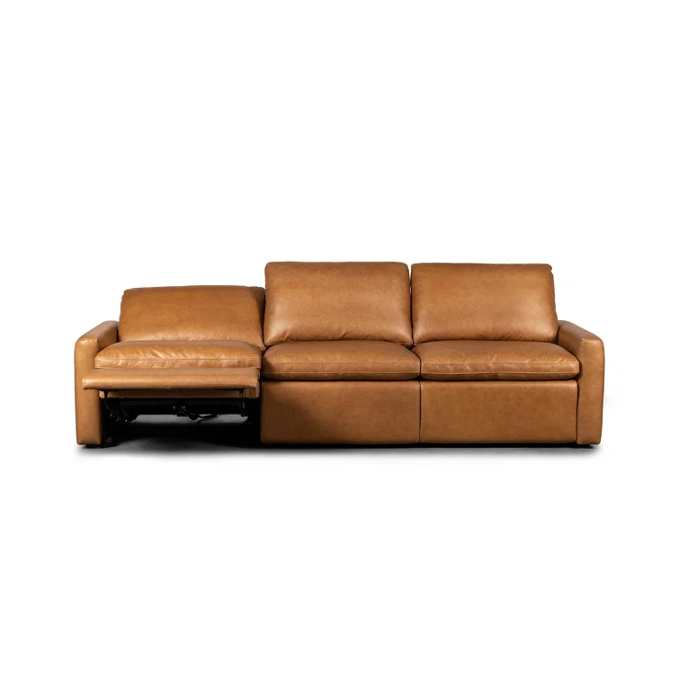 Sonoma Butterscotch Leather Three-Piece Sectional with Wood Frame