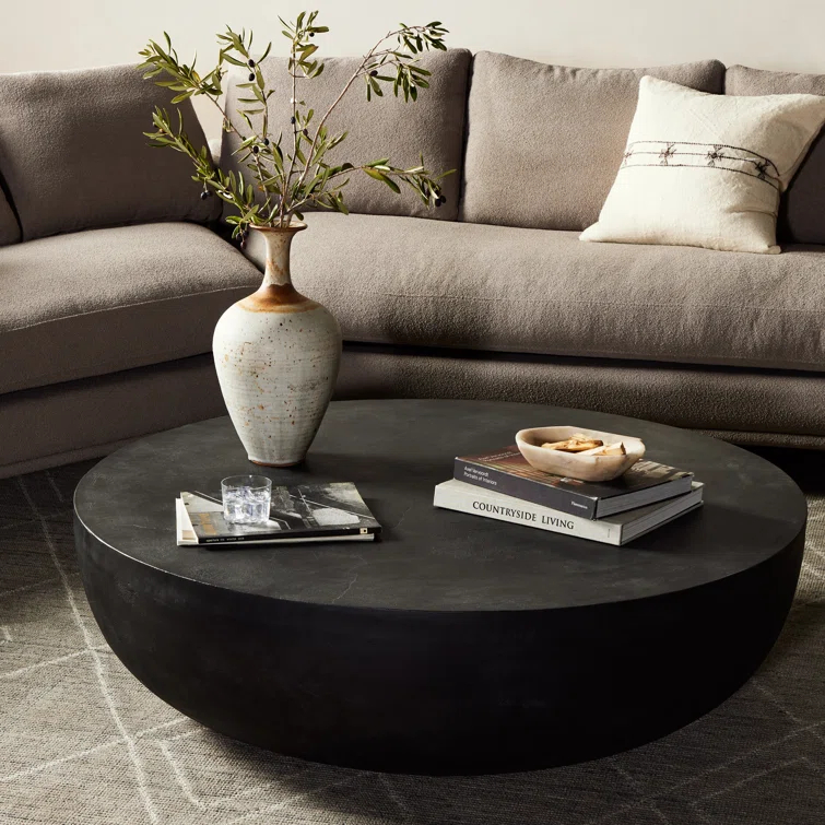 Aged Gray Round Aluminum Outdoor Coffee Table, 48"