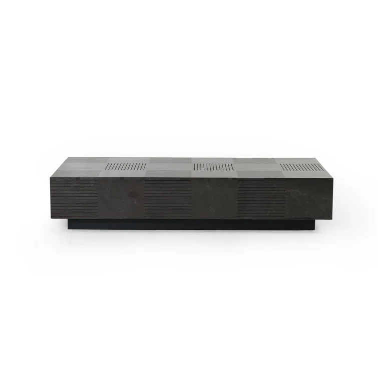 Masera 60'' Jet Black Oak Rectangular Coffee Table with Bluestone Top