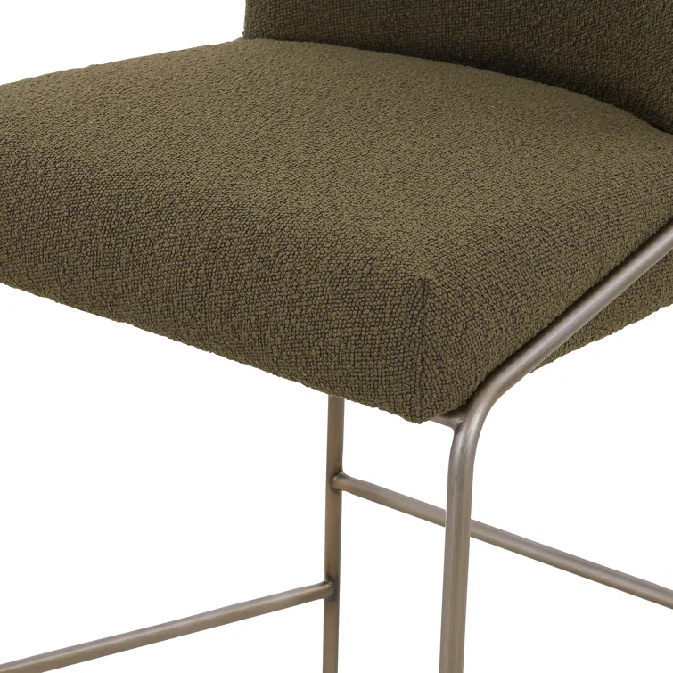 Astrud Sculpted Scallop-Back Bar Stool in Fiqa Boucle Olive