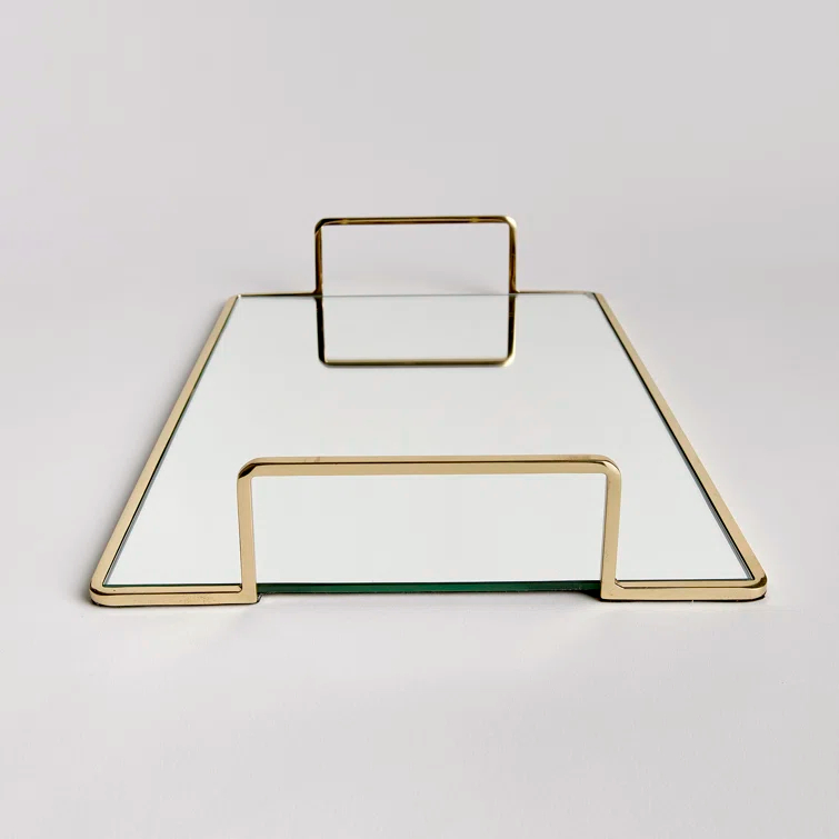 Gold and Glass Rectangular Decorative Tray