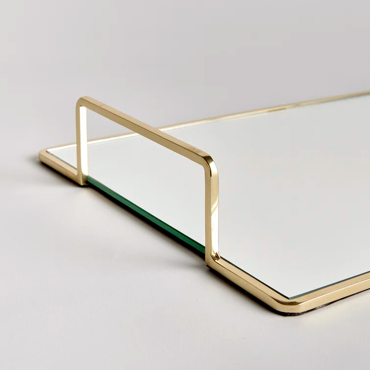 Gold and Glass Rectangular Decorative Tray