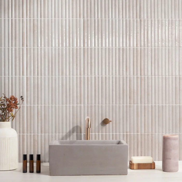 Canu 5.9 In. x 11.81 In. Polished Fluted Ceramic Subway Wall Tile (9.68 Sq. Ft. / Case)