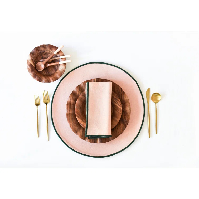 Blush And Pine Color Block Round Placemat Set Of 4